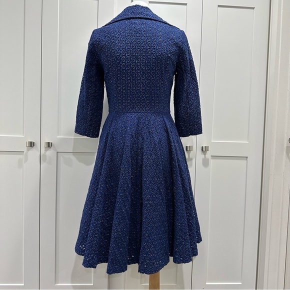 Neiman Marcus Long Blue Flare  Eyelet Jacket - Cotton Size 4 - Picture 7 of 8